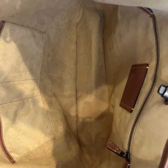 RARE Coach Men's Tan Leather Turnlock Toby Weekender Bag with Strap - Picture 7 of 9